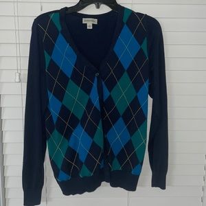 St. Johns Bay Size M Blue and Green Plaid Cardigan!